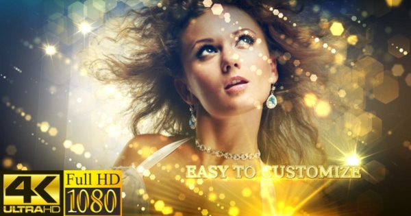 4K时尚金色闪光粒子特效素材库精选AE模板 Fashion Glitters Promo