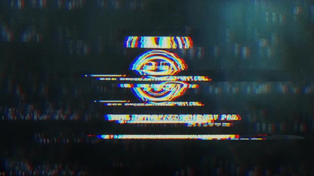 4k动态动画扭曲和故障徽标显示素材库精选AE模板