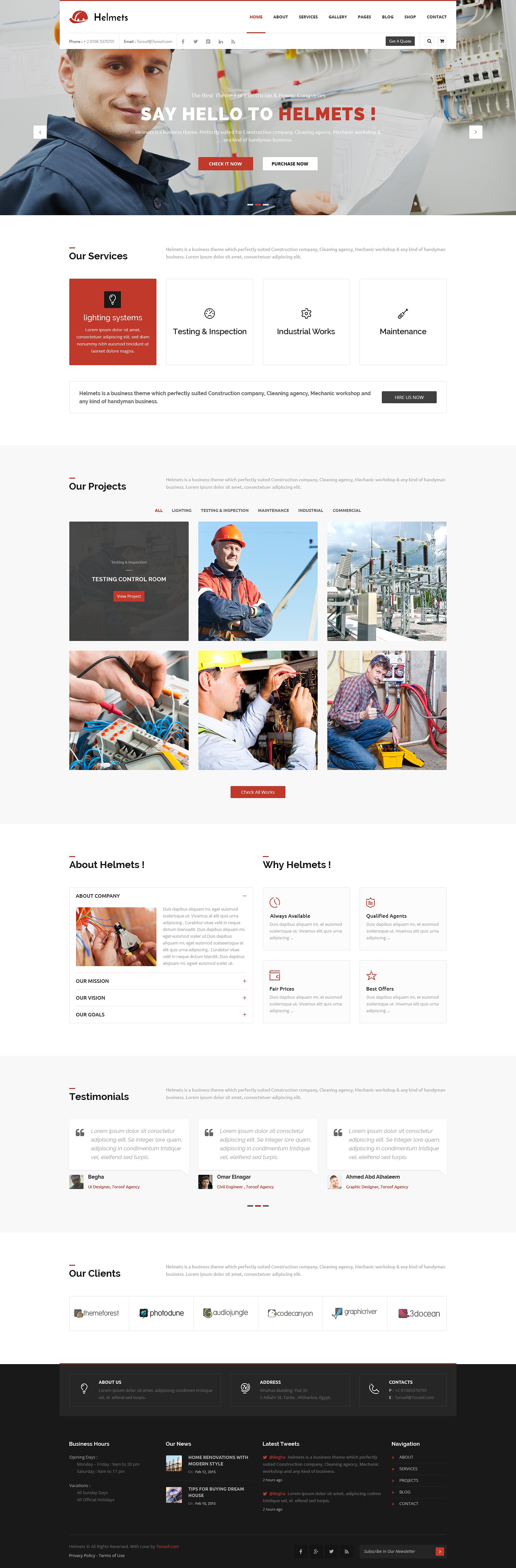 工业企业网站模板素材库精选 Helmets – PSD Template for Handyman插图(10)