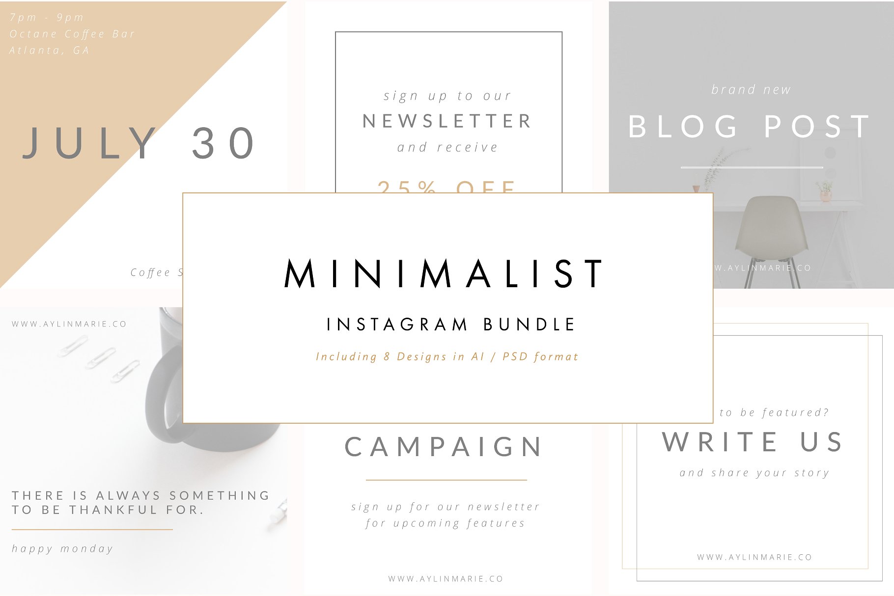 极简主义Instagram贴图素材合集 The Blogger – Minimal Instagram Pack插图(2)