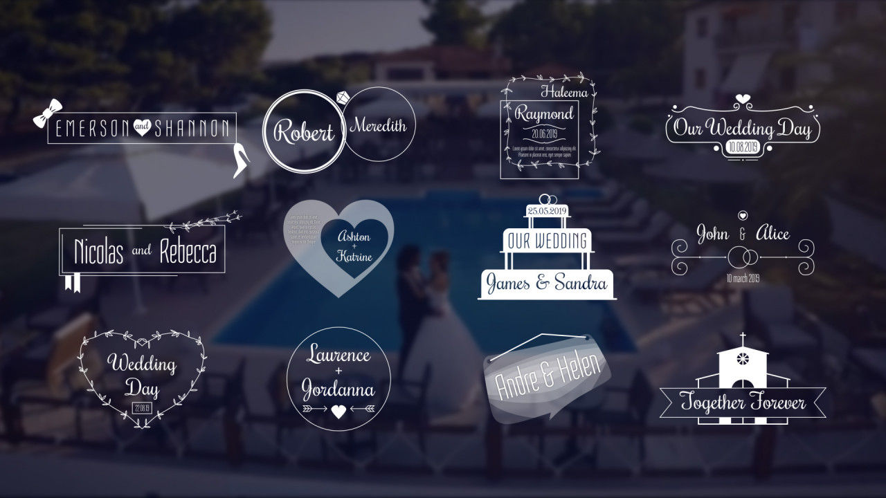 12个优雅的婚礼标题素材库精选AE模板