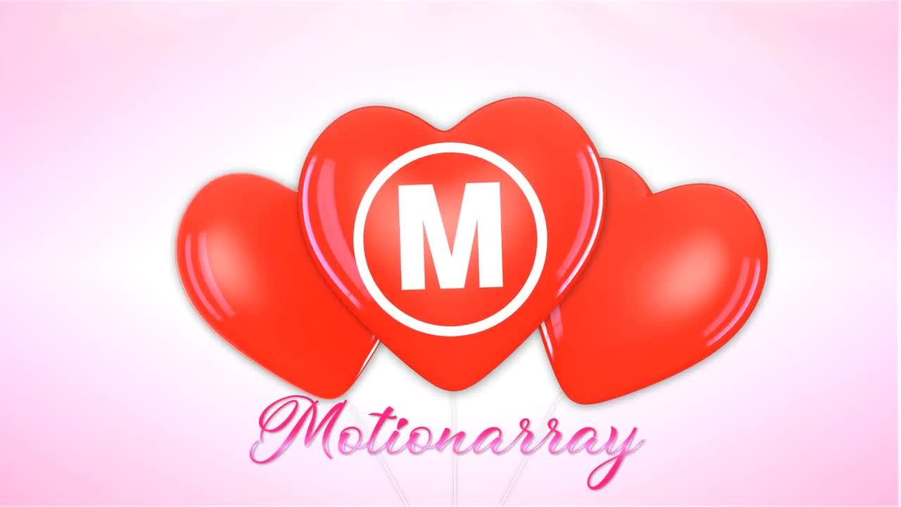 情人节心形气球标志动画素材库精选AE模板