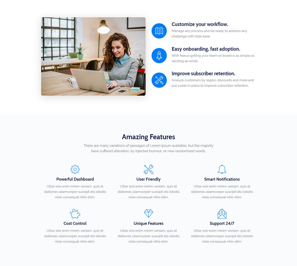 互联网技术服务/项目开发主题网站着陆页设计HTML模板素材库精选 Nexus – Premium SaaS Landing Page Template插图(4)