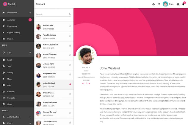 网站后台管理仪表盘HTML模板素材库精选 Portal – Angular / React / HTML Admin Template插图(3)