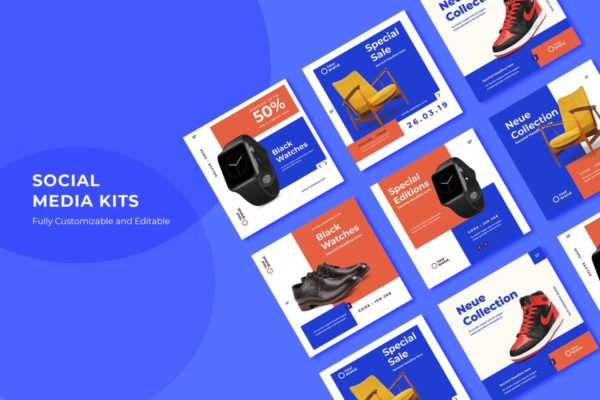 社交媒体电商促销广告设计模板素材库精选套装v25 ADL Social Media Kit.25