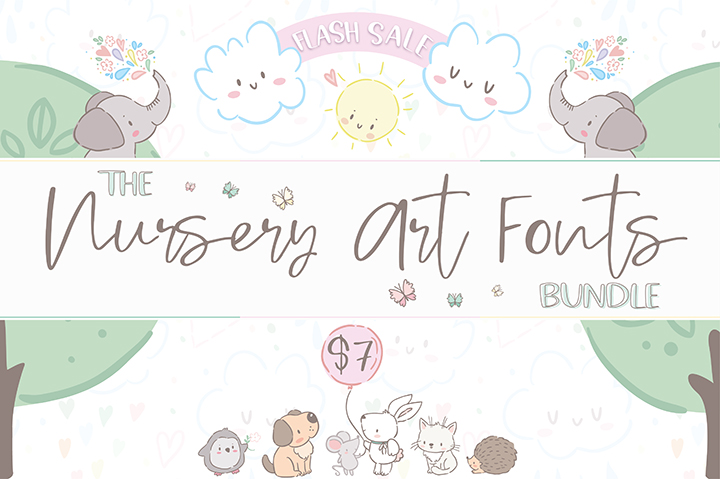 The hungryjpeg – The Nursery Art Fonts Bundle素材之家精选英文字体