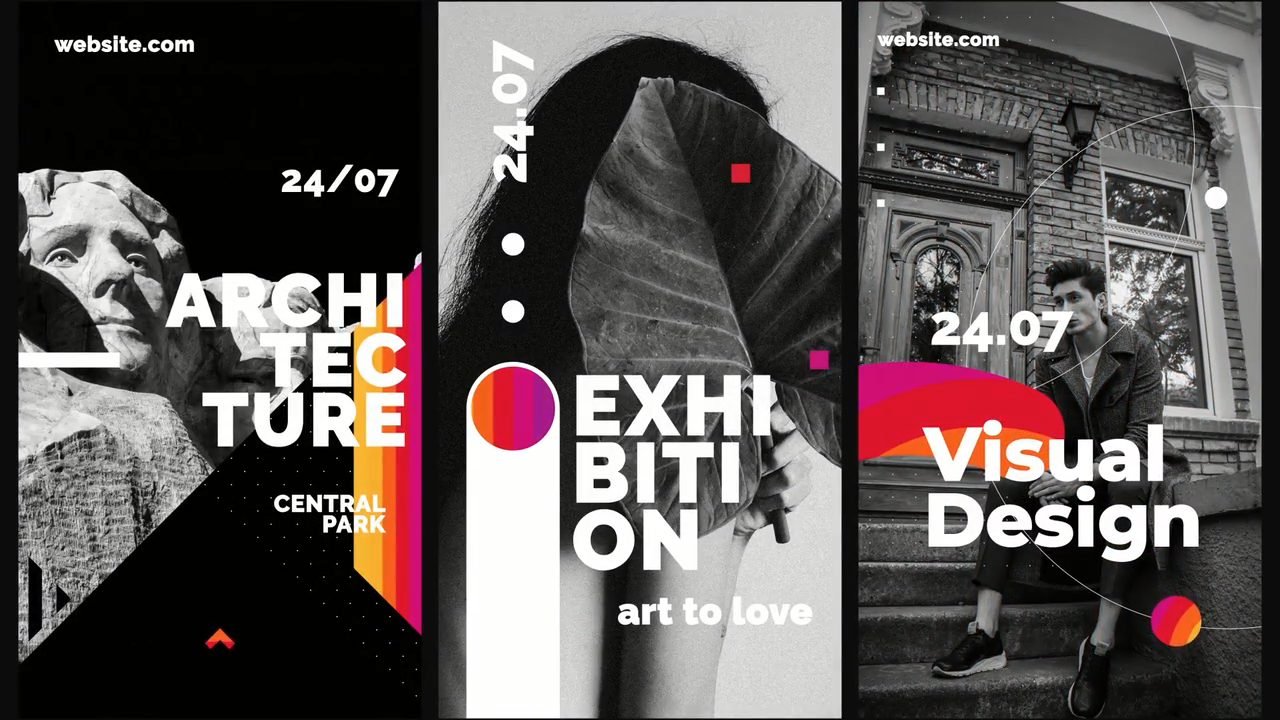 9个彩虹Instagram故事素材库精选AE模板