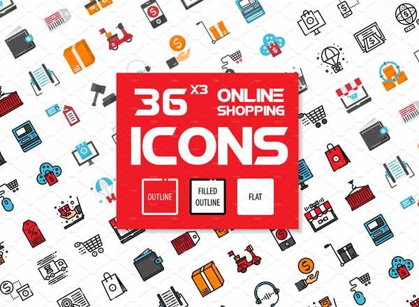 108枚网购主题矢量图标打包下载[EPS, SVG,AI,JPG ]