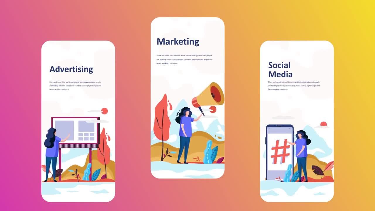 6个色彩丰富的插图的精美ae模板特效集合