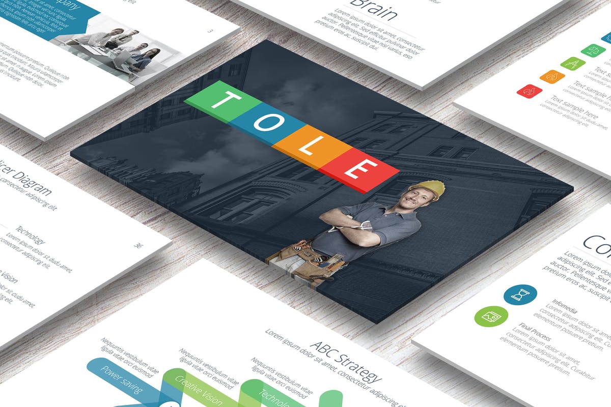 建筑工程/基建公司适用的素材库精选PPT模板 Tole Powerpoint插图