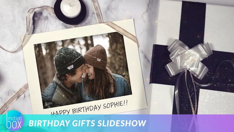 生日礼物开场白缓慢动画效果素材库精选AE模板