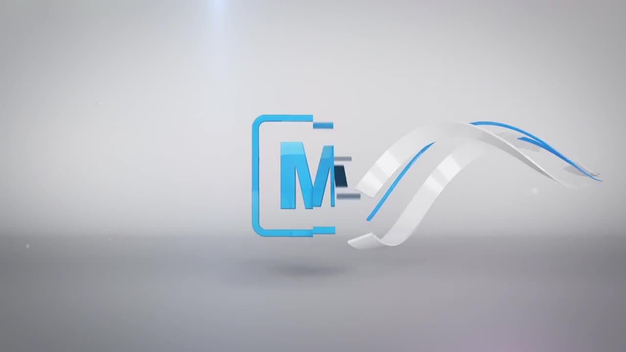 动画3D条纹缎带标志素材库精选AE模板