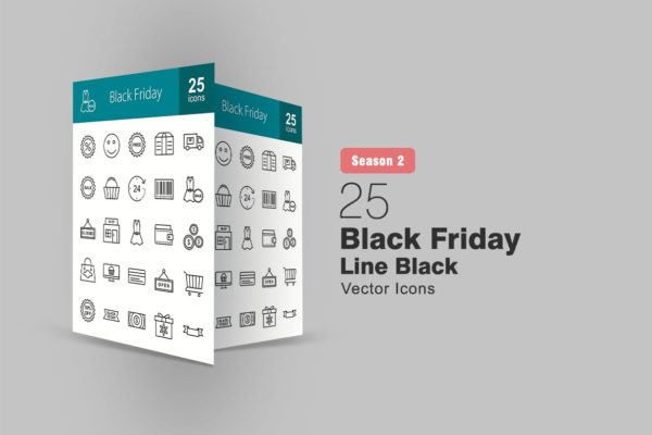 25枚黑色星期五主题矢量线性素材库精选图标v1 25 Black Friday Line Icons