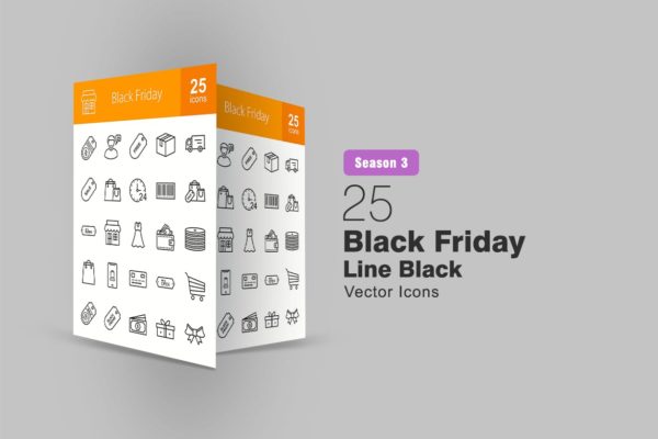 25枚黑色星期五矢量线性素材库精选图标 25 Black Friday Line Icons