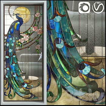 孔雀玻璃浮雕图案素材之家精选3D模型