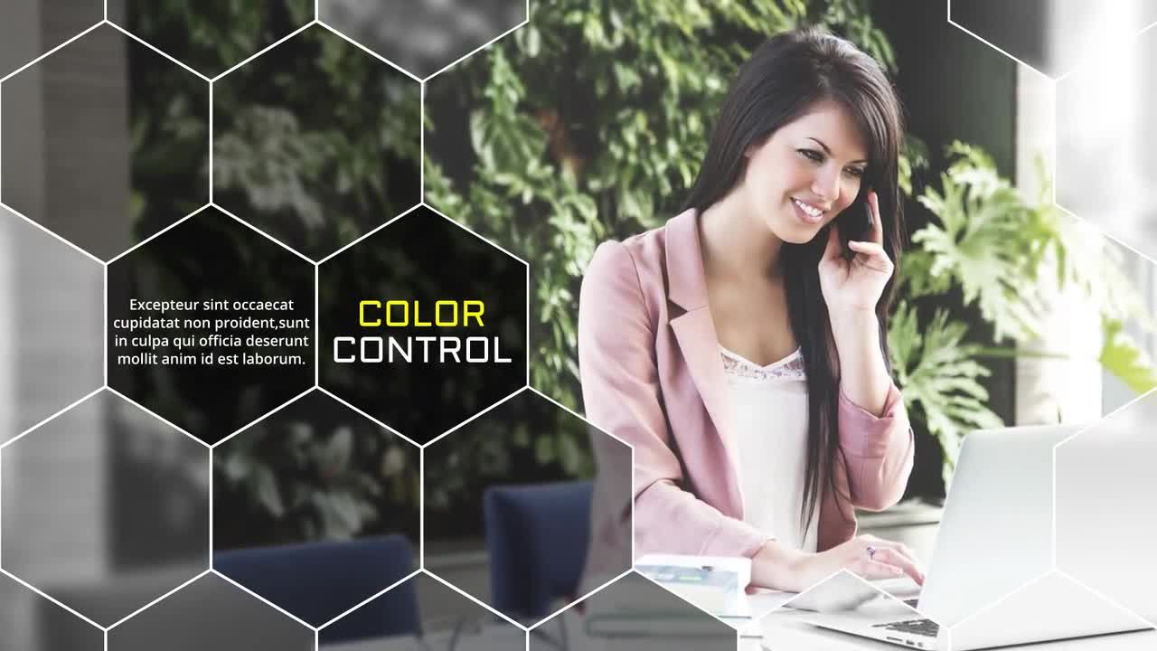 优雅的会议六边形幻灯片文本动画素材库精选AE模板