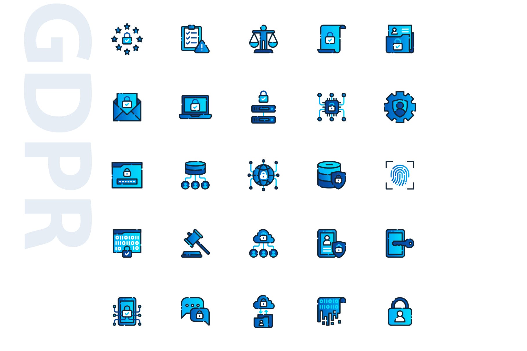 25枚GDPR通用数据保护条例主题填充素材库精选图标 GDPR Filled插图(3)