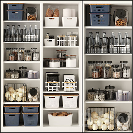 瓶子菜篮等厨房装饰品素材之家精选3D模型