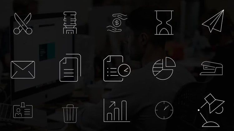 15个独特设计的线形图标ae模板