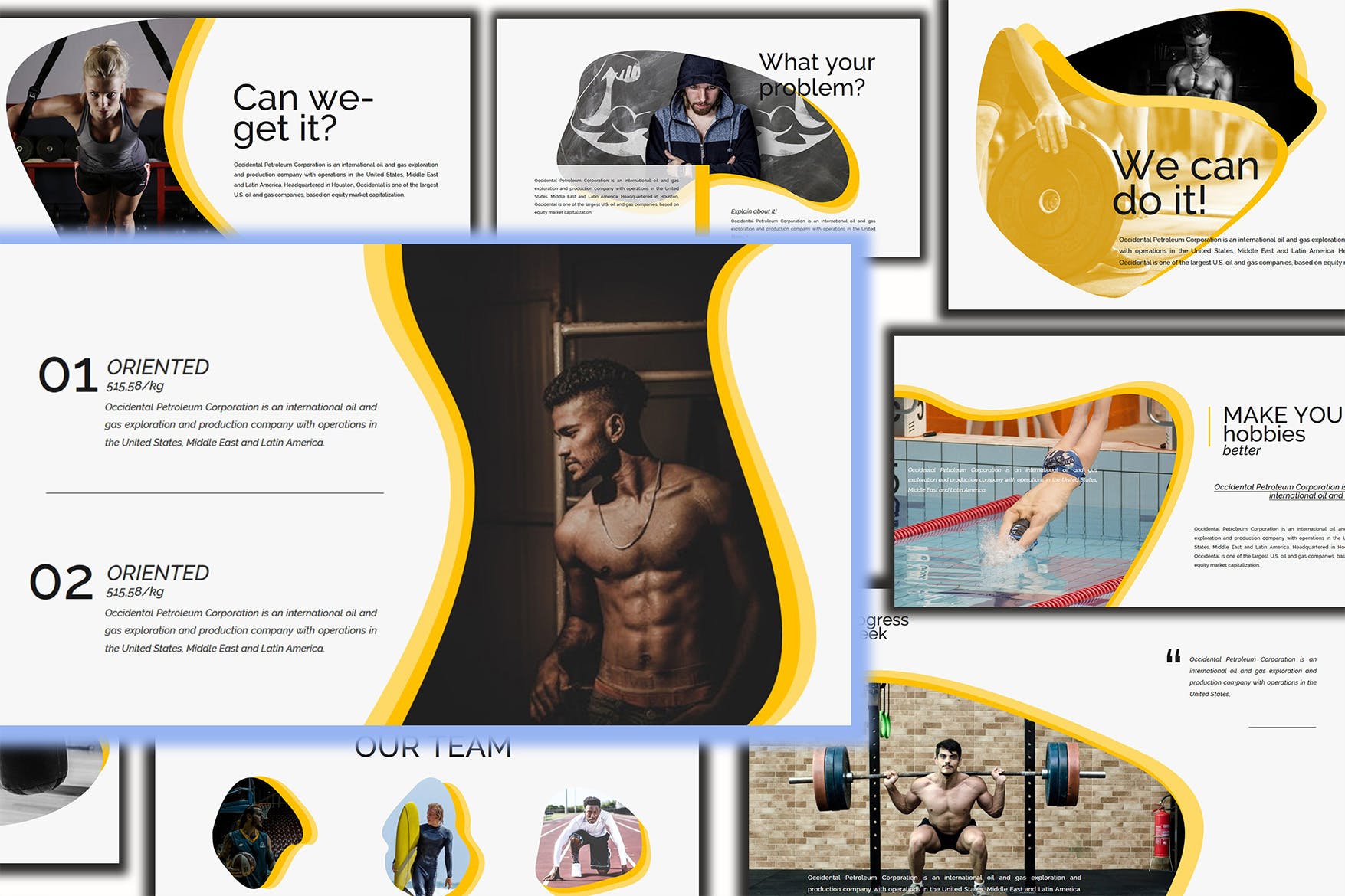 健身计划/健身俱乐部主题PPT幻灯片模板 Gesture Athletics Powerpoint Template插图(2)