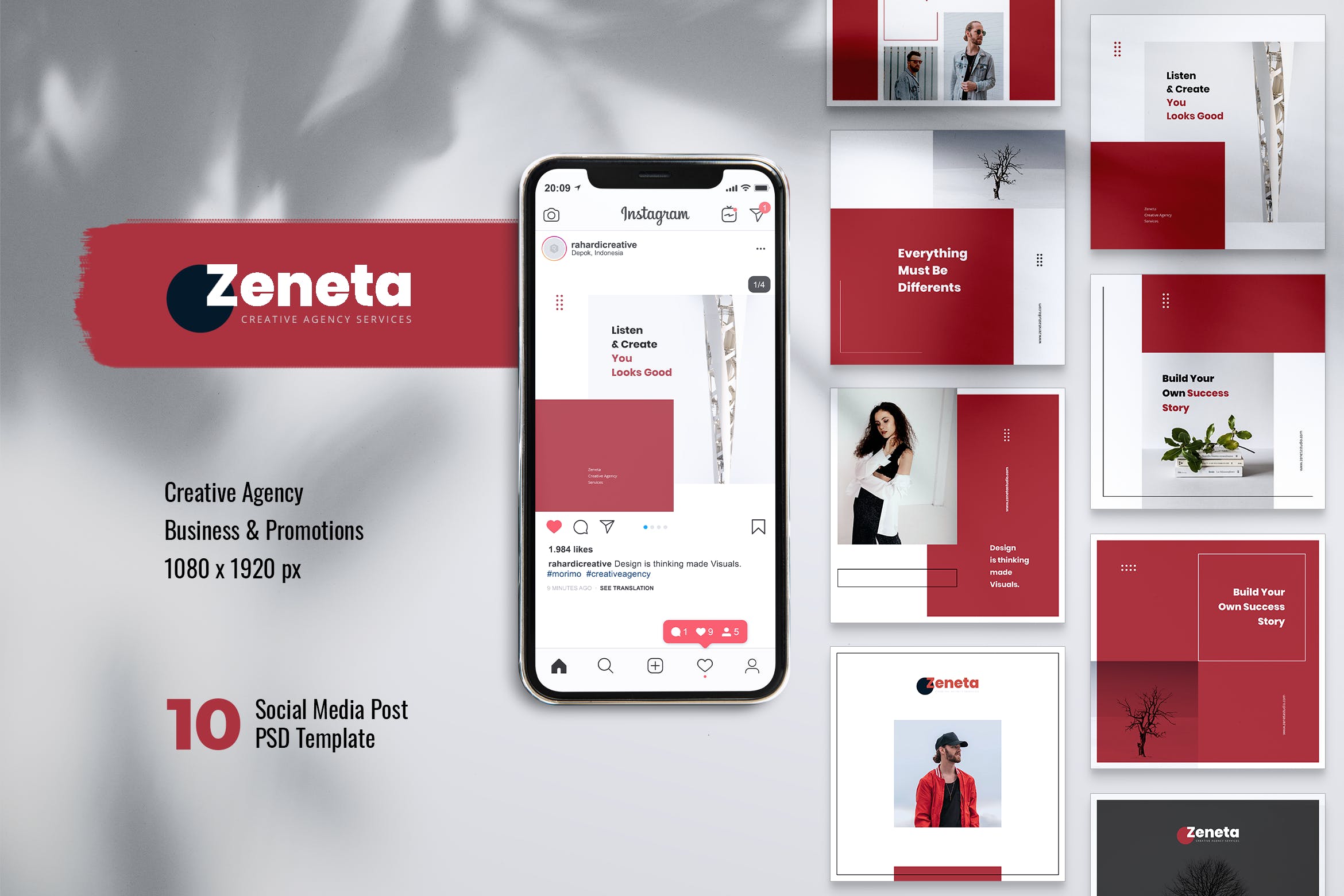 创意代理公司Instagram&Facebook社交文章贴图设计模板素材库精选 ZENETA Creative Agency Instagram & Facebook Post插图