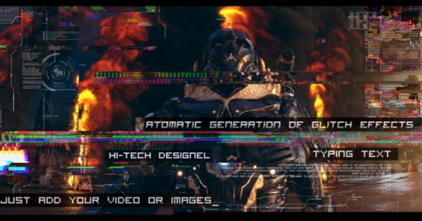 视频故障效果自动生成和输入素材库精选AE模板 Glitch Auto Generation and Typing