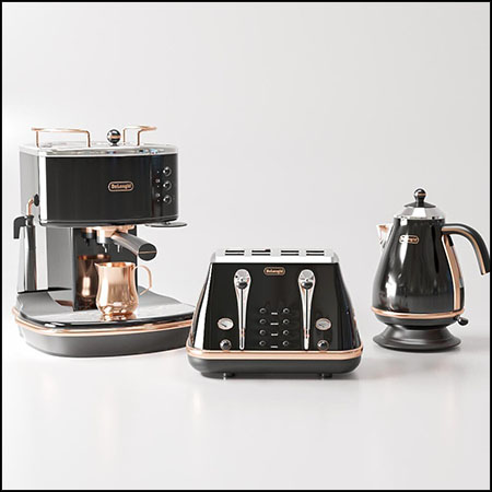 德龙电器烤面包机 咖啡机 茶机素材之家精选3D模型