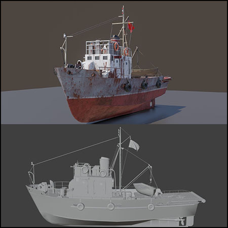 MRS-80生锈的小围网渔船素材之家精选3D模型