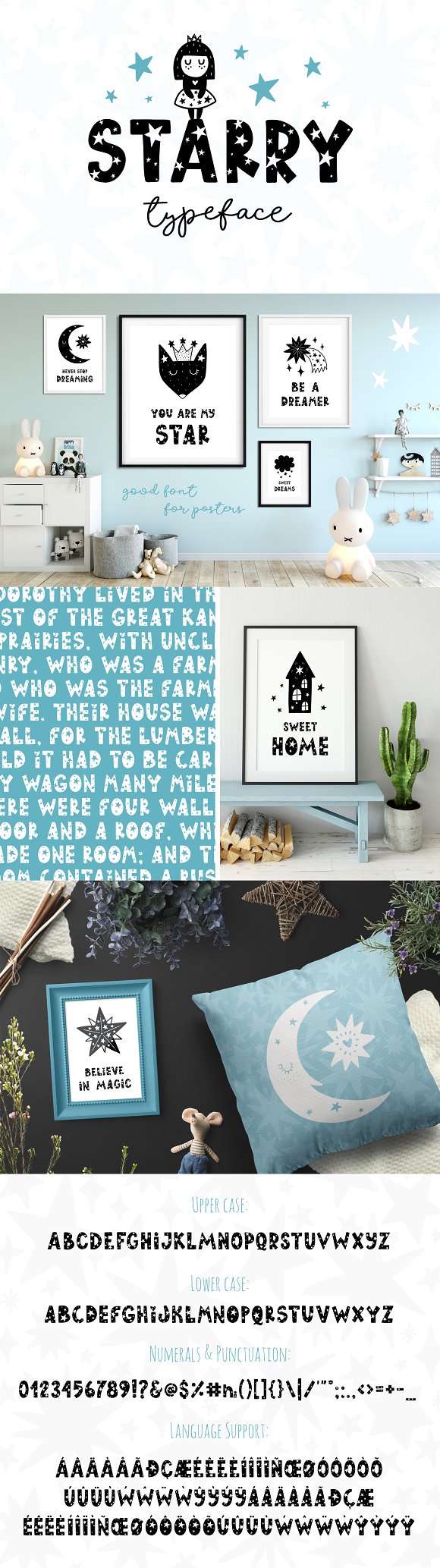 Starry Typeface – Font with Clipart!素材之家精选英文字体