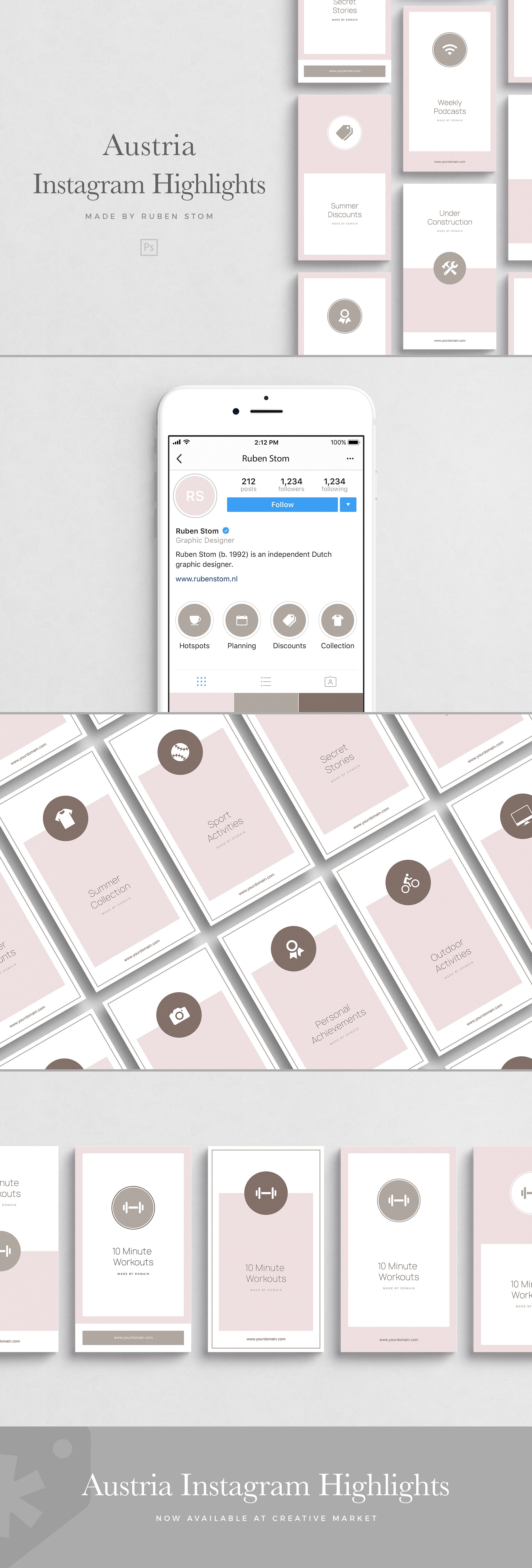 新媒体文章贴图设计模板素材库精选 Austria Instagram Highlights插图