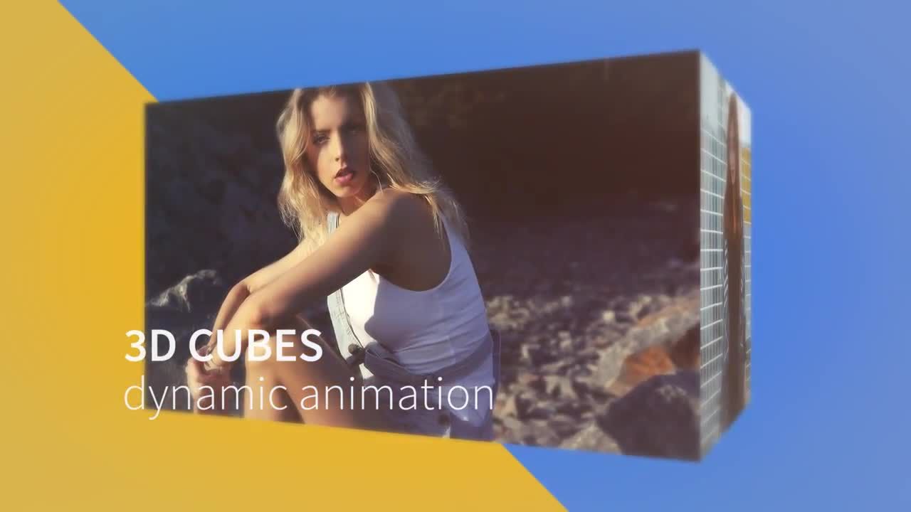旋转3D立方体广告照片展示素材库精选AE模板