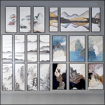 中式风格山水装饰画素材之家精选3D模型