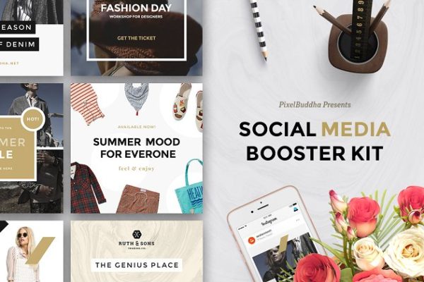 时尚服饰主题社交媒体贴图模板素材库精选 Social Media Handler Kit