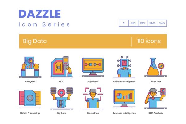 110枚大数据主题矢量素材库精选图标 Big Data Icons