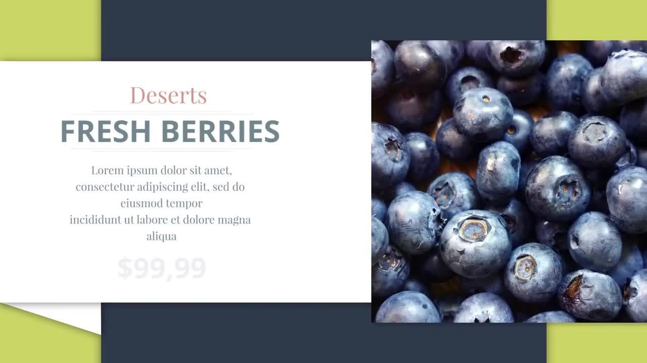 适合餐厅屏幕的食物菜单幻灯片素材库精选pr模板