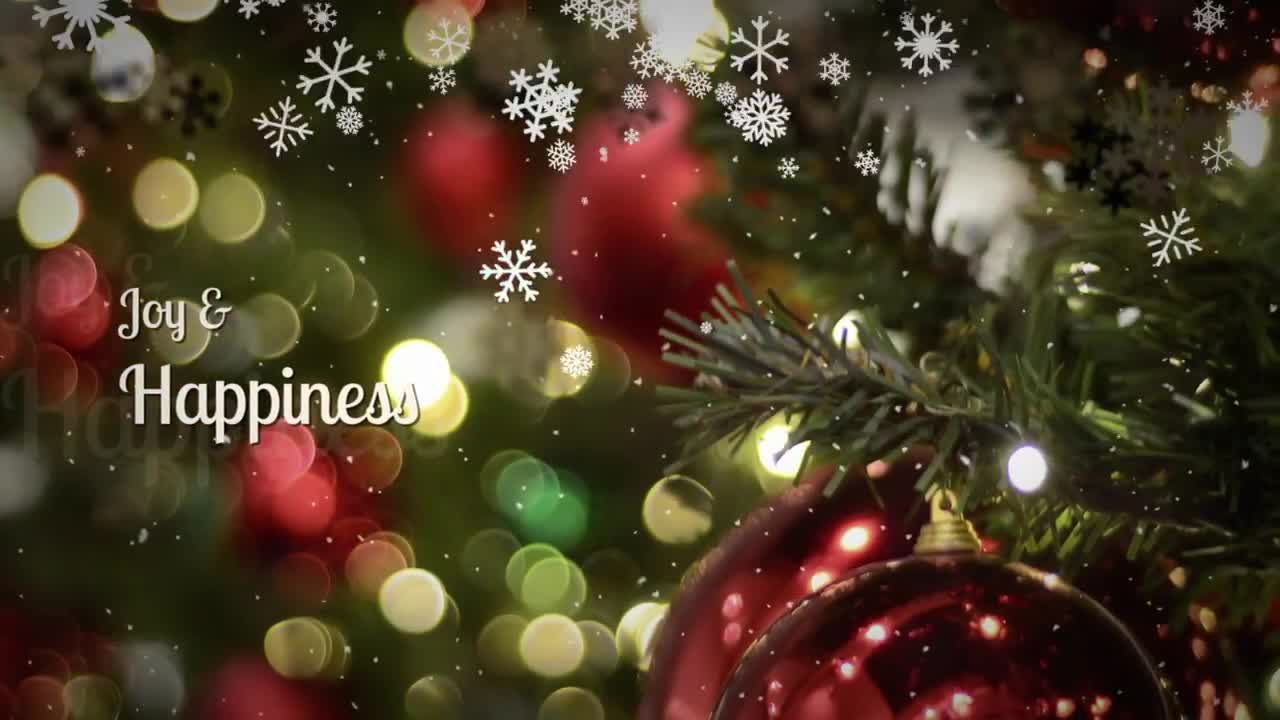 干净的文本动画和平滑的雪花过渡效果圣诞幻灯片素材库精选pr模板