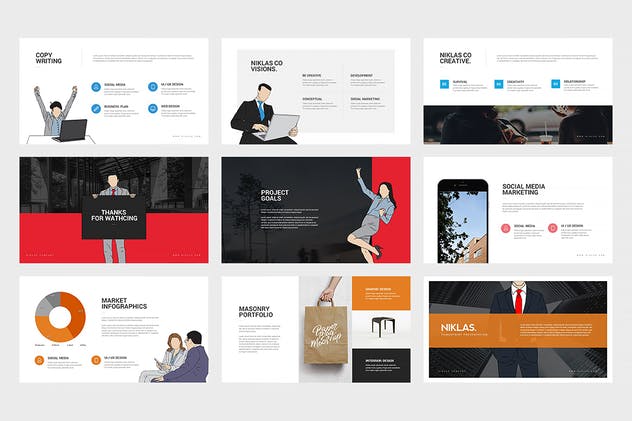 一款实用性强的企业宣传介绍PPT模板素材 Niklas : Powerpoint Presentation插图(6)