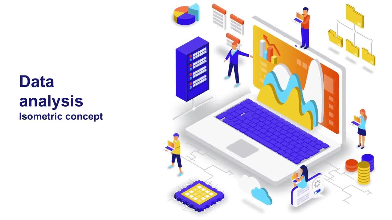 简单创意的数据分析等距概念素材库精选AE模板