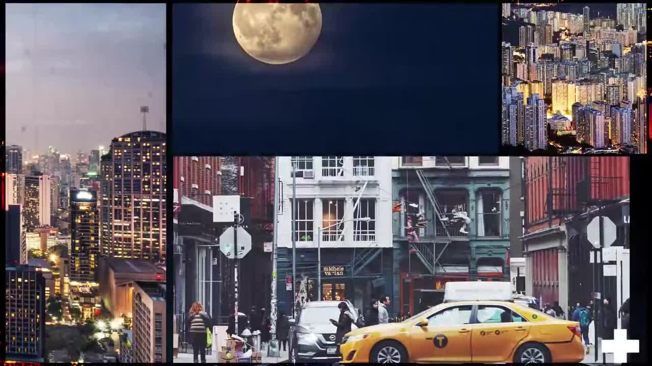 具有分屏效果的pr城市标识转场模板