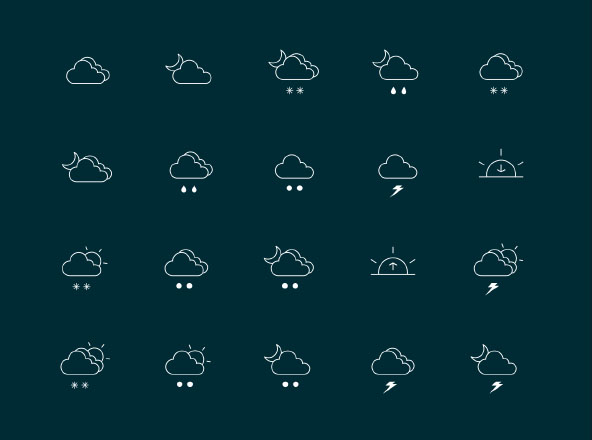 天气主题线性图标素材 Weather Line Icons