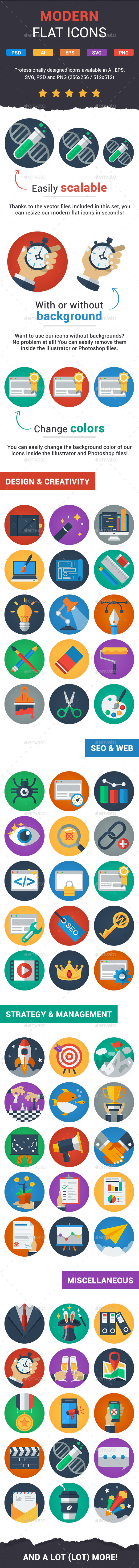 95枚现代扁平风图标 95 Modern Flat Icons插图