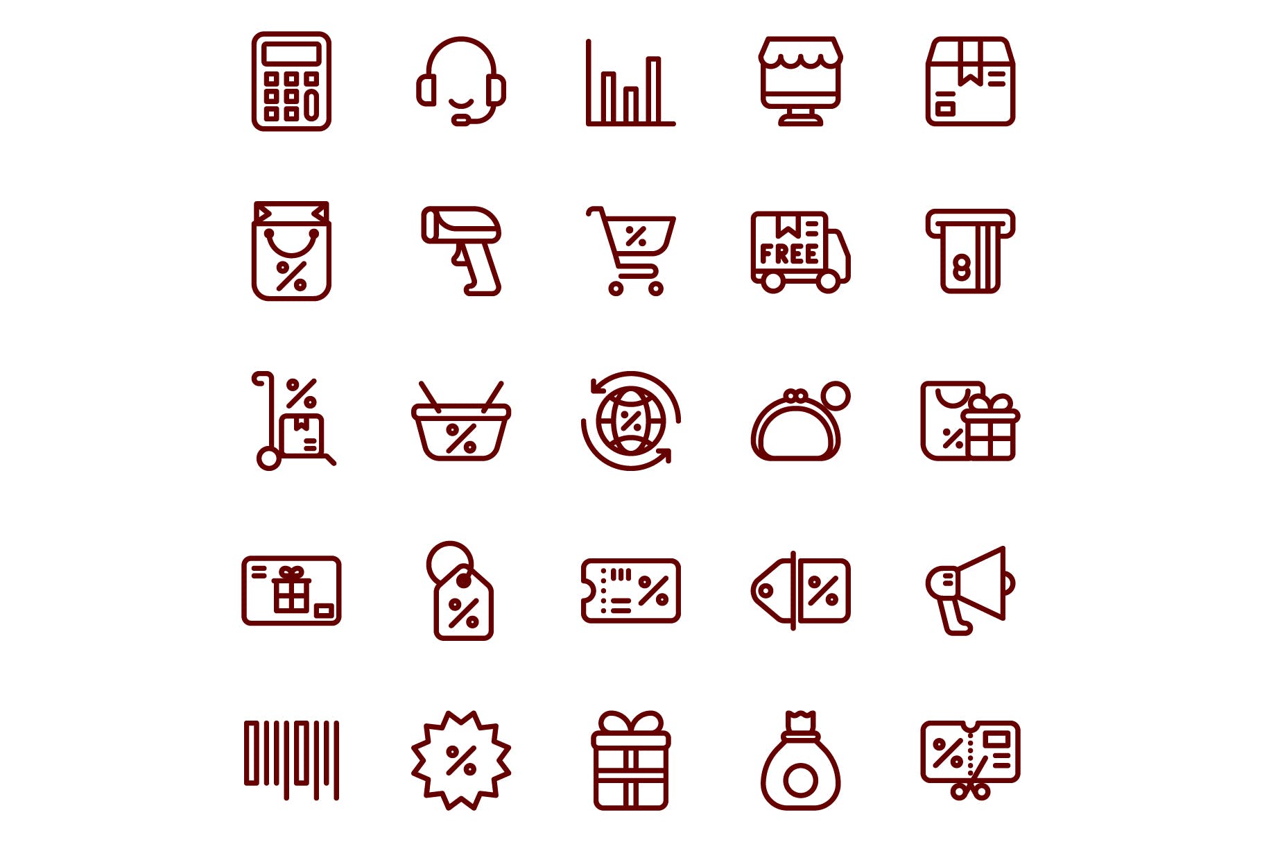 黒五电商促销主题线性图标素材 Black Friday Sale Lineart插图(3)