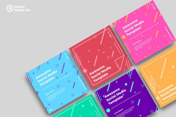 社交媒体正方形广告&amp;贴图创意设计模板素材库精选v18 SRTP – Social Media Kit.18