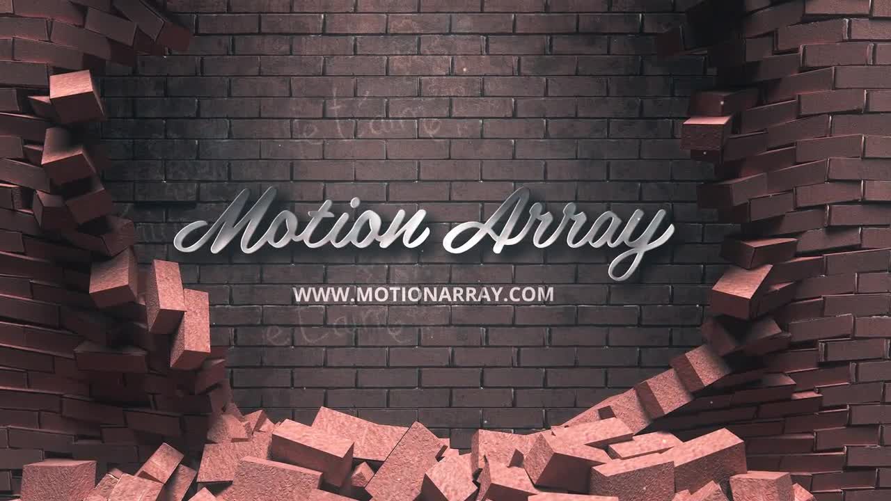 破碎坍塌的砖块下落效果Logo徽标素材库精选AE模板