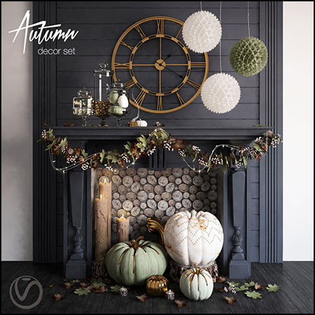 南瓜、蜡烛秋季装饰套装素材之家精选3D模型