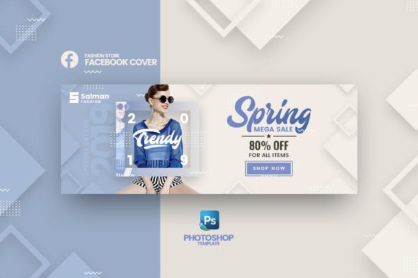 Salman-时尚女装春季大促推广Facebook封面设计模板素材库精选 Salman – Fashion Store Facebook Cover Template