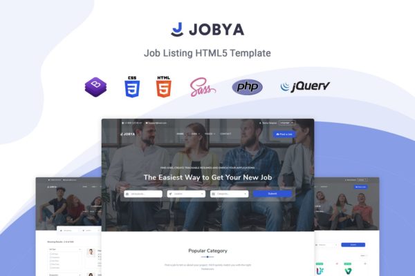 招聘网站/猎头网站设计HTML5模板素材库精选 Jobya – Job Listing HTML5 Template