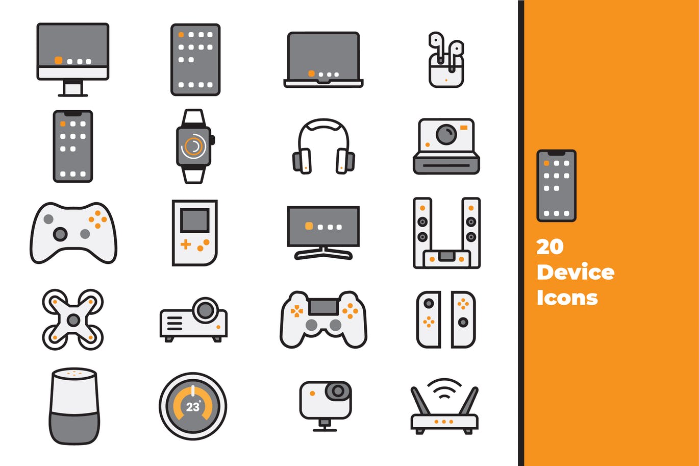 20种电子设备矢量素材库精选图标素材 Device Icons插图