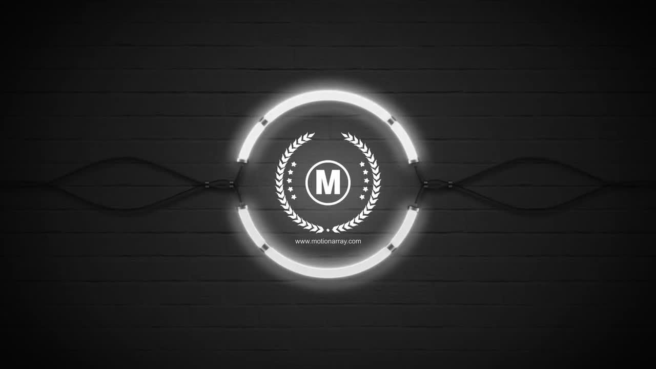 霓虹灯闪烁效果pr徽标模板