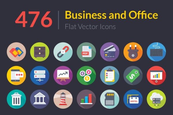 476枚商务和办公扁平化图标 476 Business and Office Flat Icons